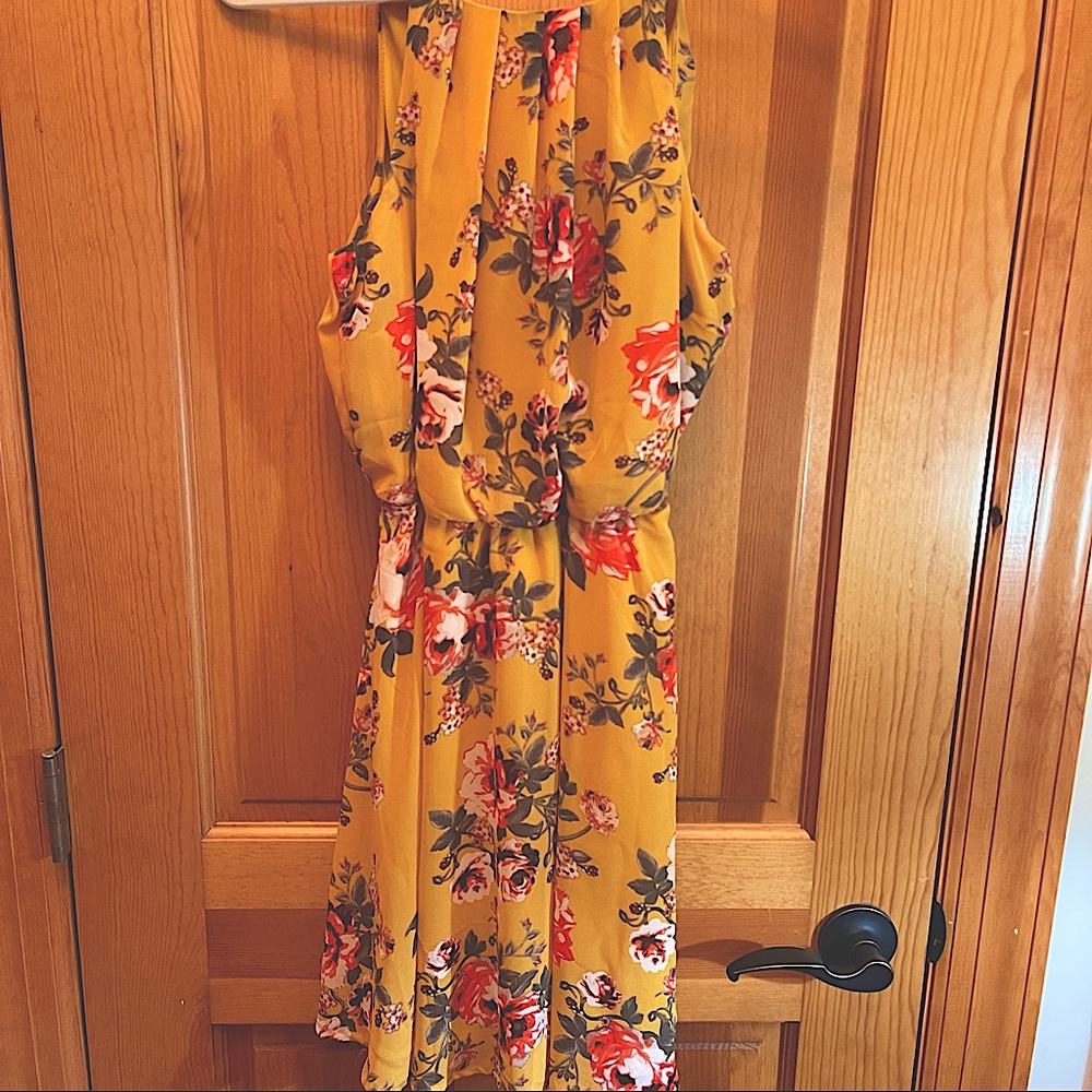 Francesca’s Yellow Floral Summer Mini Dress Size S